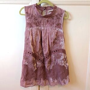 Embroidered Mauve Sleeveless Empire Top